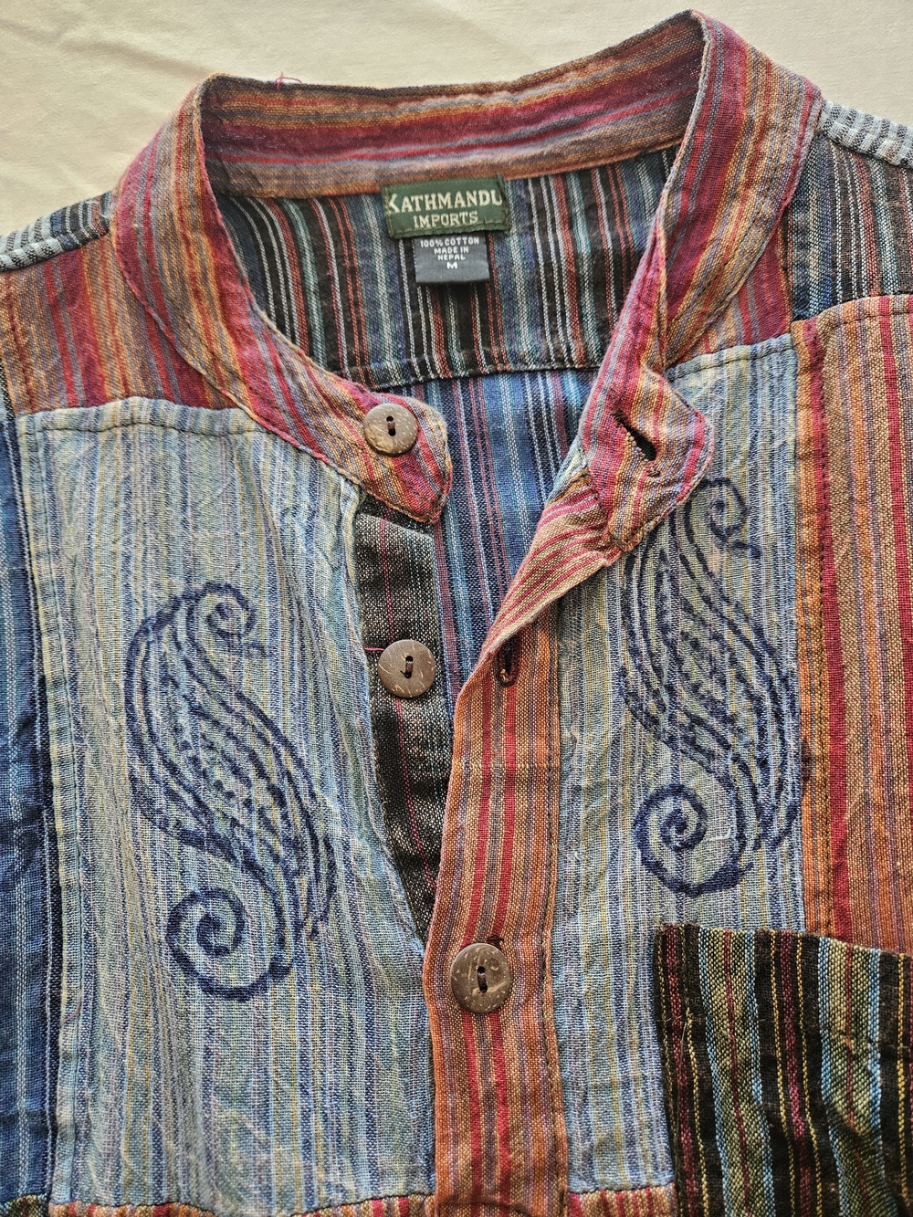 Bohemian Hippie Nepal Kathmandu Imports Unisex Shirt - Multicolor- Size Medium